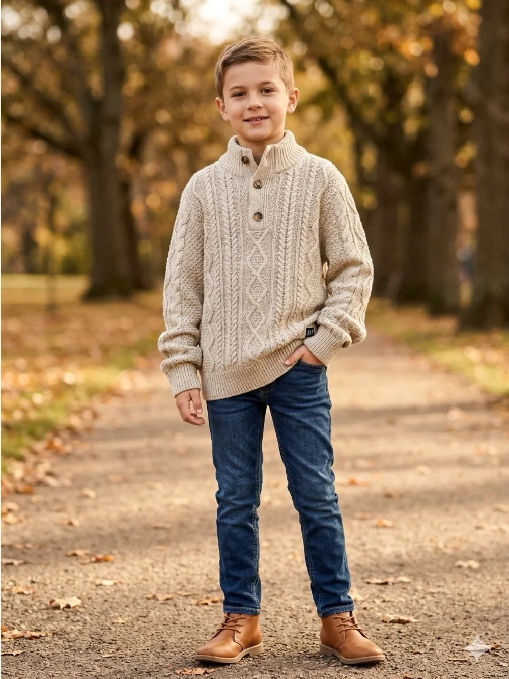 Gap Boys' Cream Cable-Knit Button-Front Sweater Jacket size L